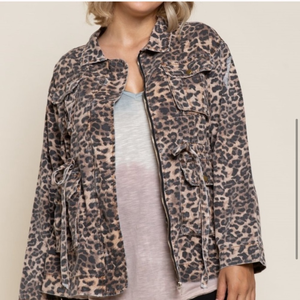 POL distressed leopard jacket